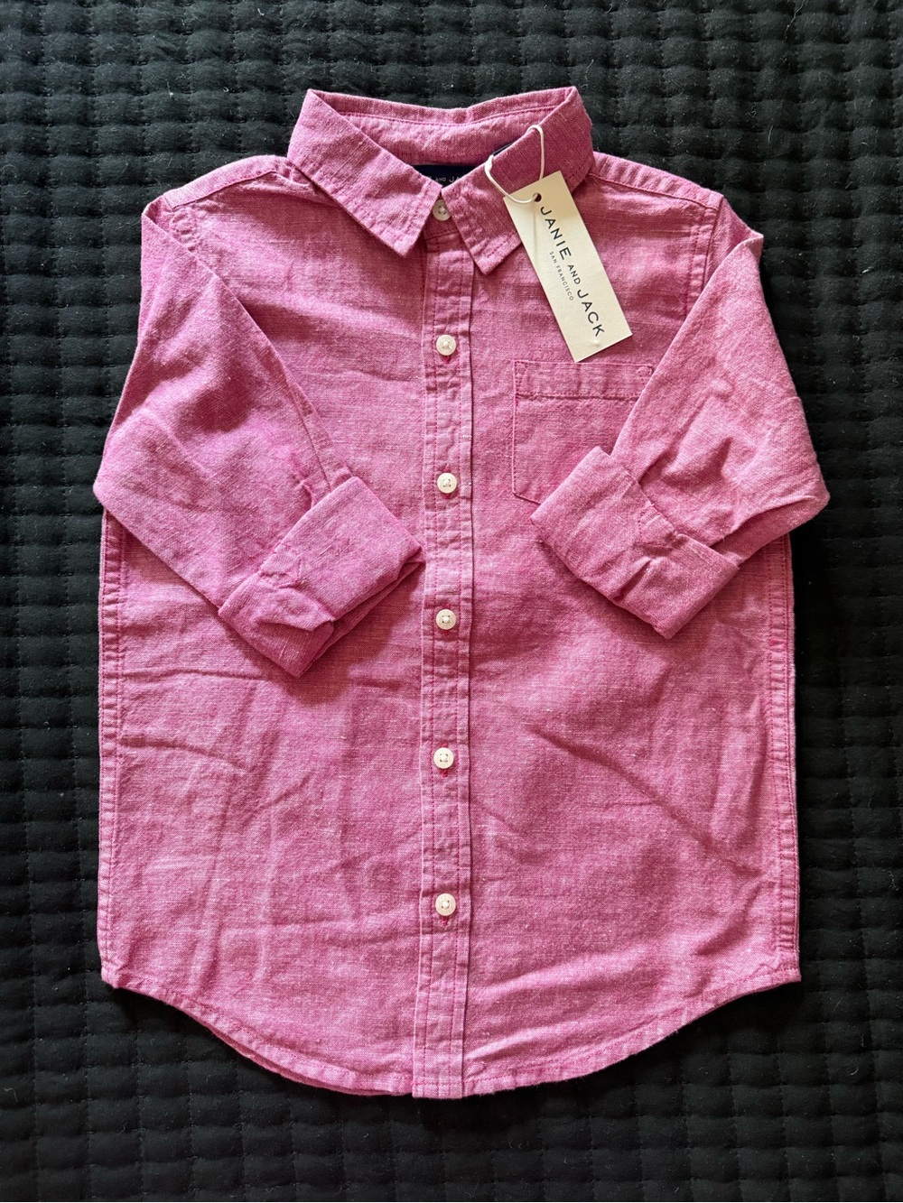 Janie and Jack Magenta Button-Down Shirt with Chest Pocket